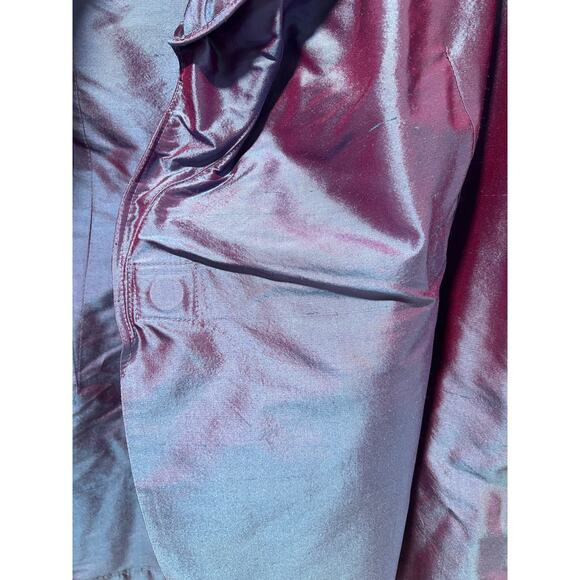 Lorain Croft 100% Silk Wrap Blouse Cocktail Metallic Shimmer Purple Small JL - Picture 7 of 14